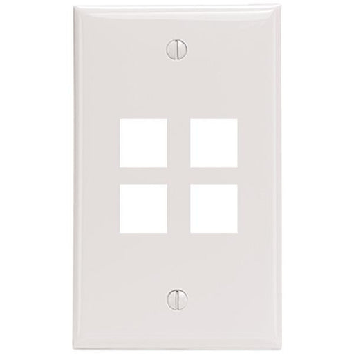 Leviton 41080-4wp Quickport(r) Wall Plate (4 Port; White)