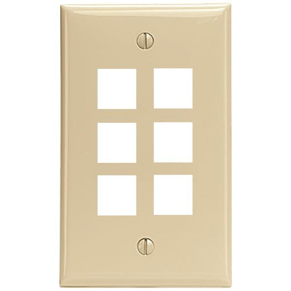 Leviton 41080-6ip Quickport(r) Wall Plate (6 Port; Ivory)