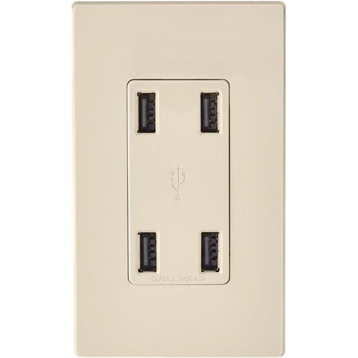 Leviton Usb4p-t 4-port 4.2-amp Usb Charger (light Almond)