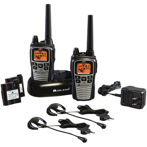 Midland Gxt860vp4 36-mile Gmrs Radio Pair Pack With Drop-in Charger, Rechargeable Batteries & Head