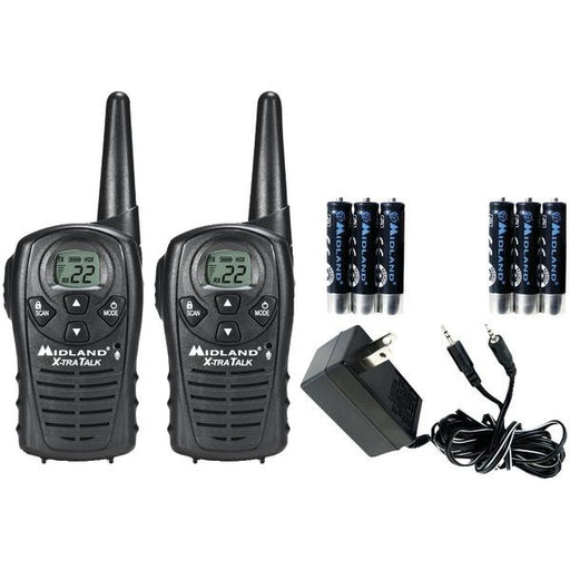 Midland Lxt118vp 18-mile Gmrs Radio Pair Value Pack With Charger & Rechargeable Batteries