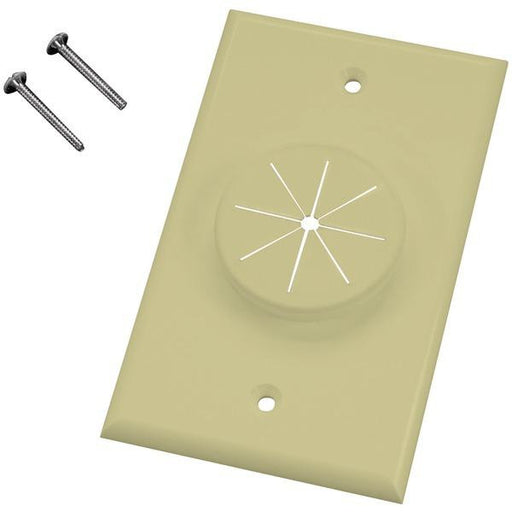 Midlite 1giv-gr1 Single-gang Wireport(tm) Wall Plate With Grommet (ivory)