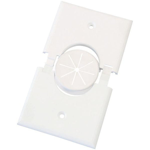 Midlite 1gspwh-gr10 Single-gang Splitport(tm) Plus Wall Plate With Grommet (white)