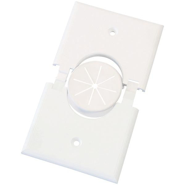 Midlite 1gspwh-gr10 Single-gang Splitport(tm) Plus Wall Plate With Grommet (white)