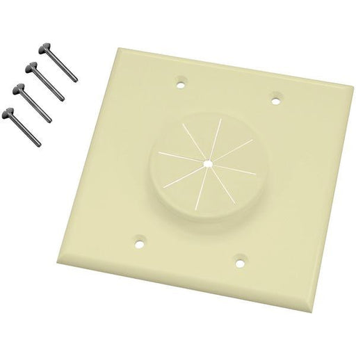 Midlite 2gal-gr2 Double-gang Wireport(tm) Wall Plate With Grommet (almond)