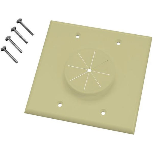 Midlite 2giv-gr2 Double-gang Wireport(tm) Wall Plate With Grommet (ivory)