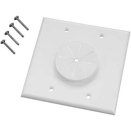 Midlite 2gwh-gr2 Double-gang Wireport(tm) Wall Plate With Grommet (white)