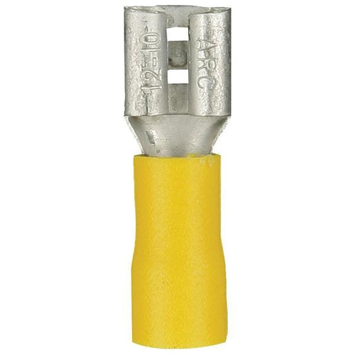 Install Bay Yvfd250 Noninsulated Female Quick Disconnects, 100 Pk (yellow; 12 - 10 Gauge; .250)