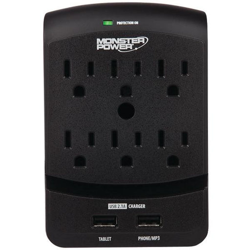 Monster 121824 6-outlet Core Power(r) 650 Wall Tap With 2 Usb Ports