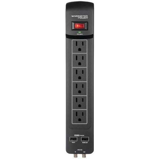 Monster 121826 6-outlet Core Power(r) 600 Usb+av Surge Protector With 2 Usb Ports