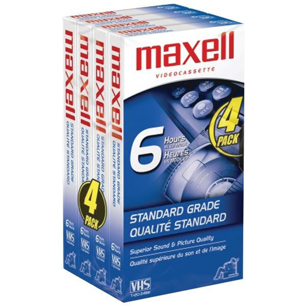 Maxell 214006-214049 Standard-quality Vhs Video Tapes (6 Hours, 4 Pk)