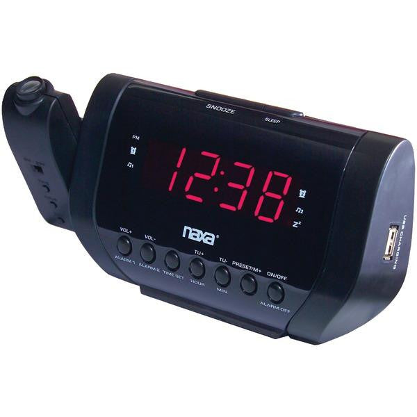 Naxa Nrc-167 Projection Alarm Clock With Usb Charger