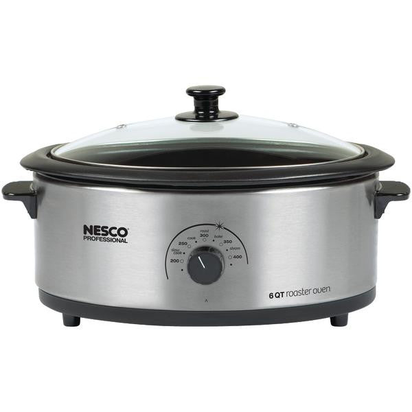 Nesco 4816-25pr 6-quart Stainless Steel Roaster Oven With Porcelain Cookwell