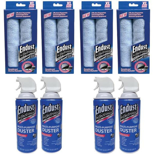 2 Pack Endust 11421 Microfiber Towels & 2 Pack 11407 Electronics Duster 10 Oz