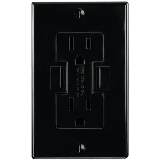 Newer Tech Nwtpwr2u15atrk Power 2u 15-amp In-wall Dual Ac-usb Wall Outlet (black)