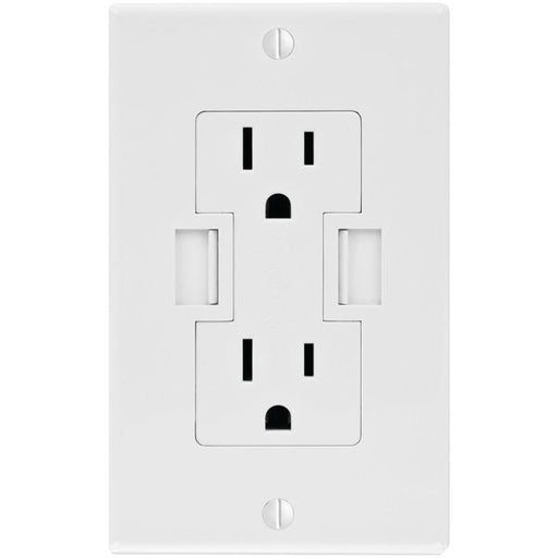 Newer Tech Nwtpwr2u15atrw Power 2u 15-amp In-wall Dual Ac-usb Wall Outlet (white)