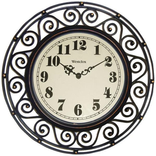 Westclox 32021 12" Round Filigree Rubbed Bronze Finish Clock