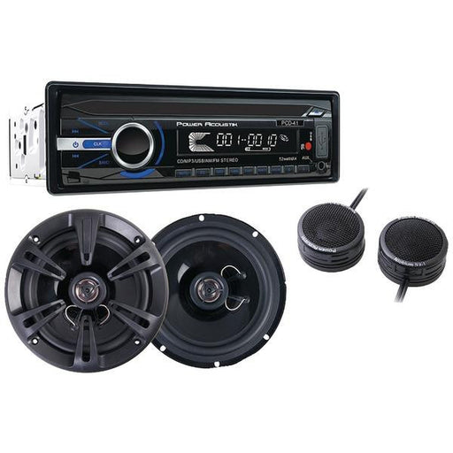 POWER ACOUSTIK PCD_4165B Single-DIN In-Dash Package with CD Receiver & RF_652T 6.5" Speakers with Extra Tweeters (With Bluetooth(R))