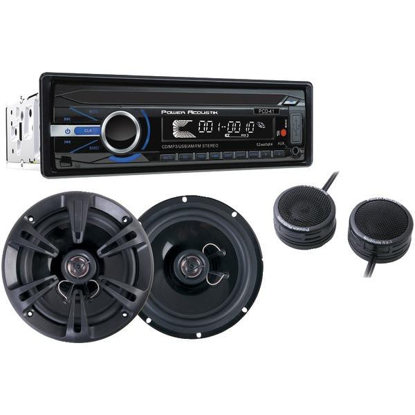 Power Acoustik Pcd_4165 Single-din In-dash Package With Cd Receiver & Rf_652t 6.5" Speakers With E