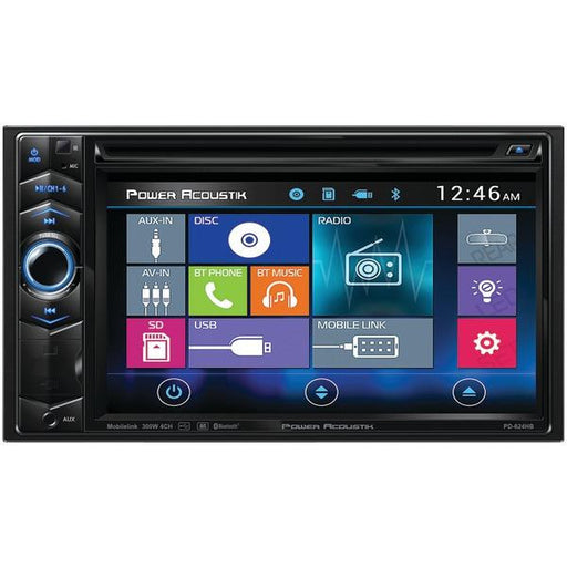 POWER ACOUSTIK PD_624HB 6.2" Double-DIN In-Dash LCD Touchscreen DVD Receiver with Bluetooth(R) & MHL(R) MobileLink X1