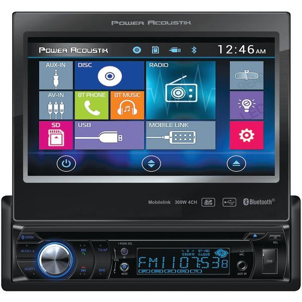 POWER ACOUSTIK PD_724HB 7" Single-DIN In-Dash Motorized LCD Touchscreen DVD Receiver with Bluetooth(R) & MHL(R) MobileLink X1