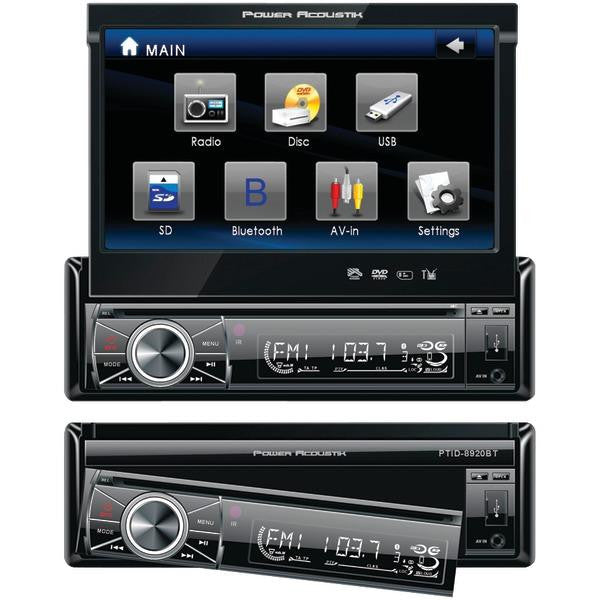 Power Acoustik Ptid-8920 7" Single-din Motorized Touchscreen Lcd Dvd Receiver With Detachable Face