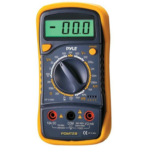 PYLE PDMT29 Digital LCD AC, DC, Volt, Current, Resistance & Range Multimeter with Rubber Case & Stand