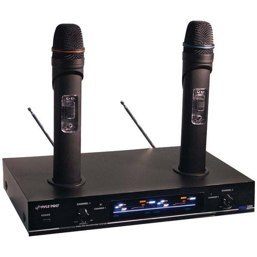 Pyle Pro Pdwm3000 Dual Vhf Rechargeable Wireless Microphone System