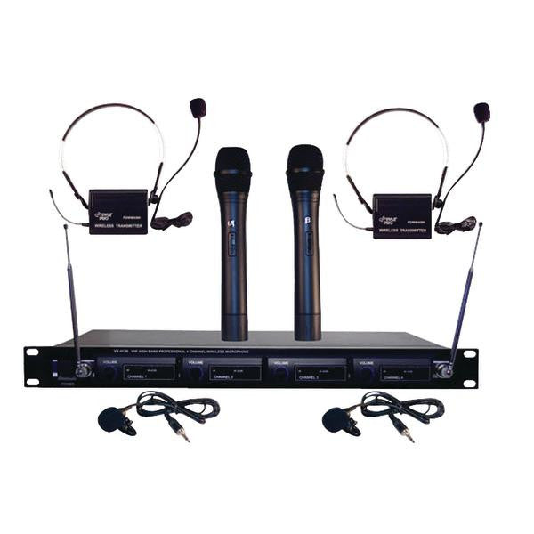 Pyle Pro Pdwm4300 4-microphone Vhf Wireless Rack Mount Microphone System