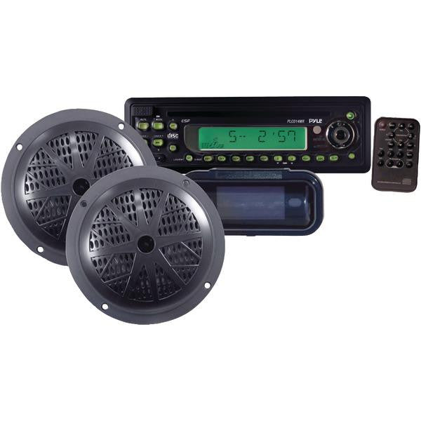 Pyle Plcd14mrkt Marine Single-din Cd Receiver With Two 5.25" Speakers & Splash-proof Radio Cover (