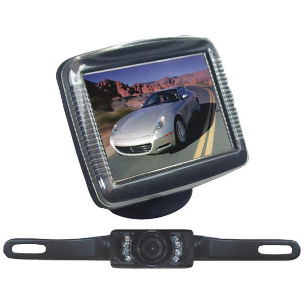 Pyle Plcm36 3.5'''' Slim Tft Lcd Universal Mount Monitor With License Plate Mount & Rearview Camera