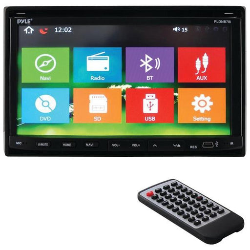 PYLE PLDNB78I 7" Double-DIN In-Dash TFT-LCD Motorized Fold-down Touchscreen Navigation DVD Receiver with Bluetooth(R) & Built-In GPS