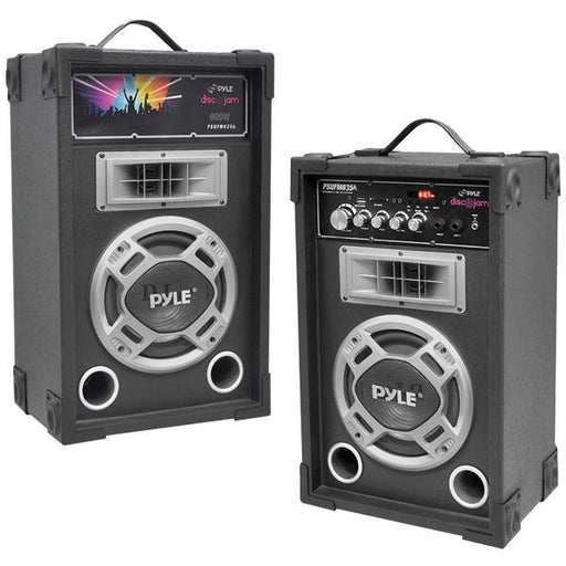 Pyle Pro Psufm835a Dual 800-watt Disco Jam Powered 2-way Pa Speaker System With Auxiliary Jack