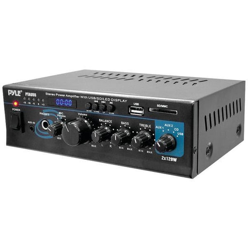 PYLE HOME PTAU55 120W x 2 Stereo Power Amplifier with USB-SD(TM)-MMC Card Reader