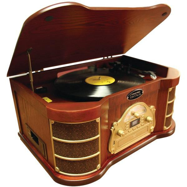 Pyle Home Ptcds2ui Classical Turntable With Ipod(r), Cd & Cassette Player, Am-fm Radio & Usb Recor