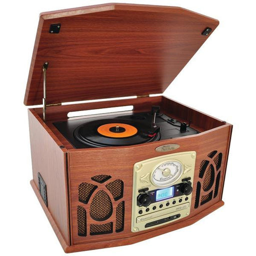 PYLE HOME PTCDS7UBTBW Bluetooth(R) Retro Vintage Classic Style Turntable Vinyl Record Player with Vinyl-to-MP3 Recording (Wood)