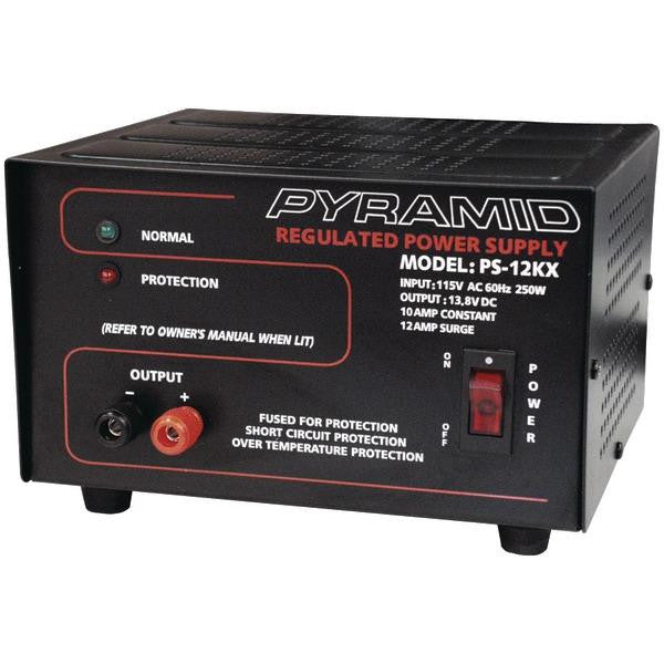 Pyramid Ps12kx Power Supply (115v Ac, 60hz, 250w Input; 10a Constant-12a Surge; Dim: 4.72"h X 7.87