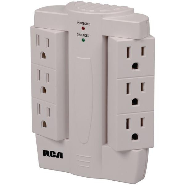 Rca Pswts6r 6-outlet Surge Protector Wall Tap