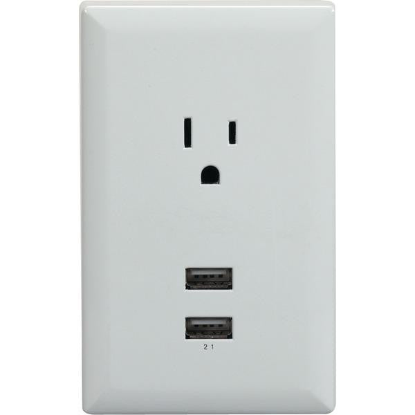 Rca Wp2uwr Wall Plate With 2 Usb Outlets (white)