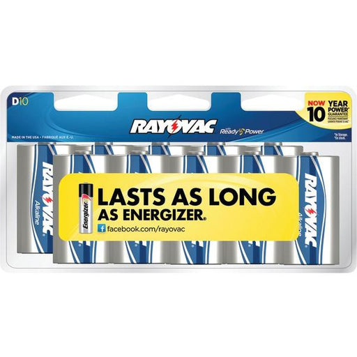 RAYOVAC 813-10CF D Alkaline Batteries, Carded, 10 pk