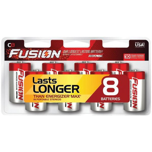 RAYOVAC 814-8CTFUS FUSION Long-Lasting Alkaline Batteries (C, 8 pk)