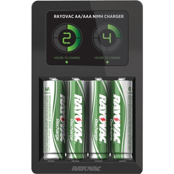 Rayovac Ps332-4b Lcd Smart Charger With 4 Aa Nimh Low Self-discharge Batteries