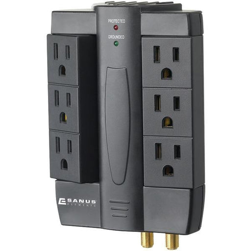 Sanus Elm202-b1 Elements(tm) 6-outlet Low-profile Surge Protector