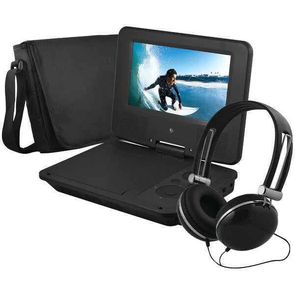 EMATIC EPD707BL 7" Portable DVD Player Bundle (Black)