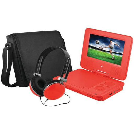 EMATIC EPD707RD 7" Portable DVD Player Bundle (Red)