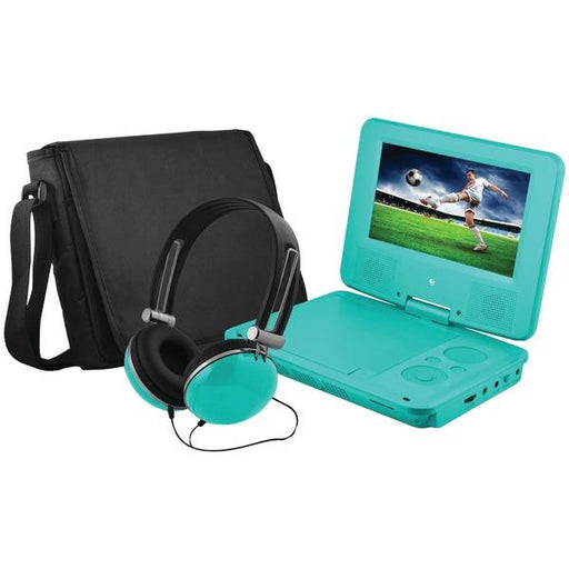 EMATIC EPD707TL 7" Portable DVD Player Bundle (Teal)