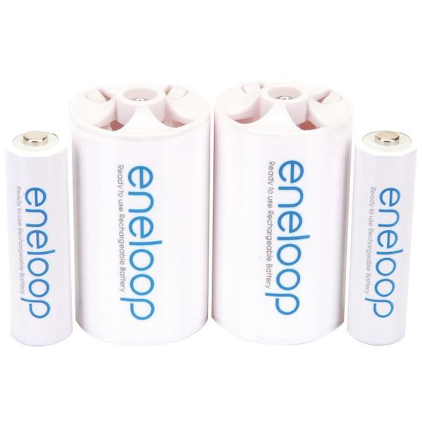 Panasonic K-kjs1mca2ba Eneloop(r) 2 Aa Batteries & 2 Spacers Kit (d Size)