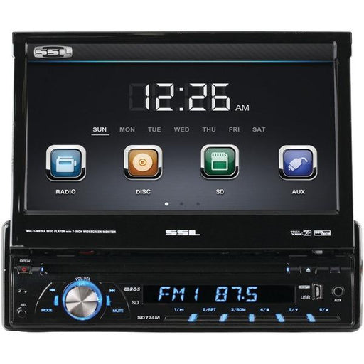 Soundstorm Sd724m 7" Single-din In-dash Dvd Receiver With Motorized Touchscreen Digital Tft Monito