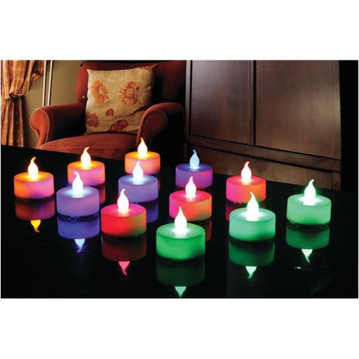 NORTHPOINT GM8245 12-Piece Multicolored LED Tealight Set with 3 Batteries