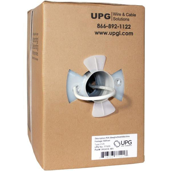 UPG 77121 RG6 CCS Dual-Shield Cable, 500ft (White)